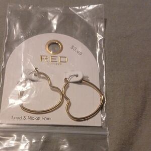 Gold Heart Hoop Earrings by Red Accessories